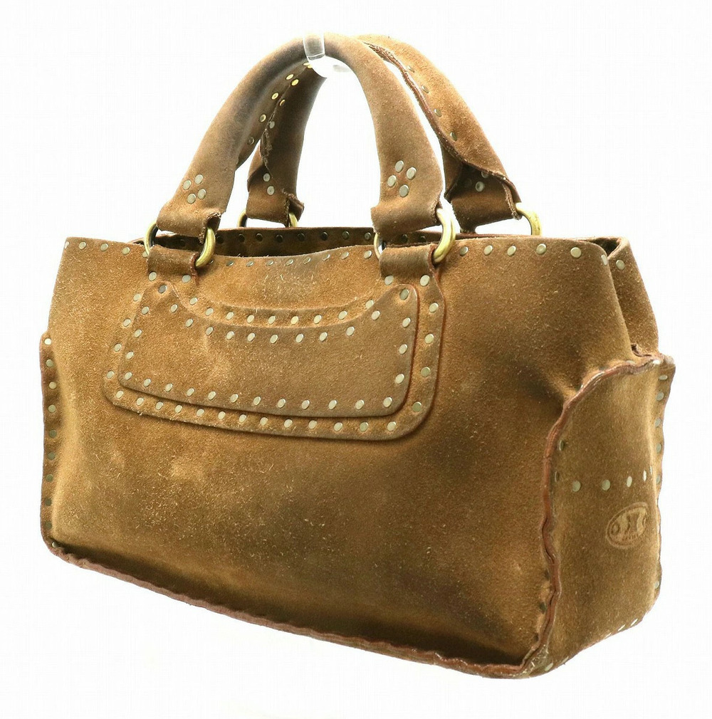 Celine Boogie Bag Brown Suede Studded Handbag Brown